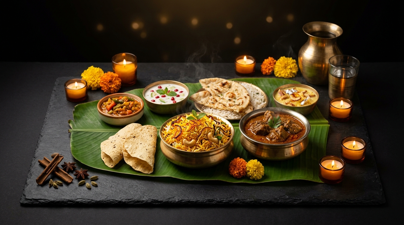 Plated Royal Feast Spread on Eco Leaf
